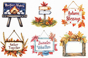 Watercolor Autumn Signs Clipart, an Illustration by Craft Nest (Thumbnail 5 of 6)