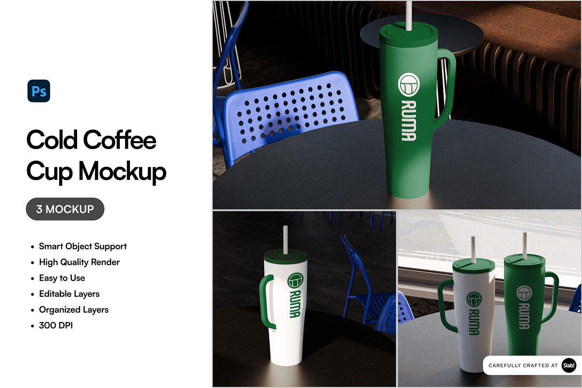 Cold Coffee Cup Mockup, a Packaging Mockup by SLAB! Design (Photo 1 of 5)
