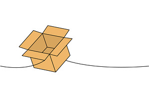 Open box one line colored continuous, an Object Illustration by GraphiShop