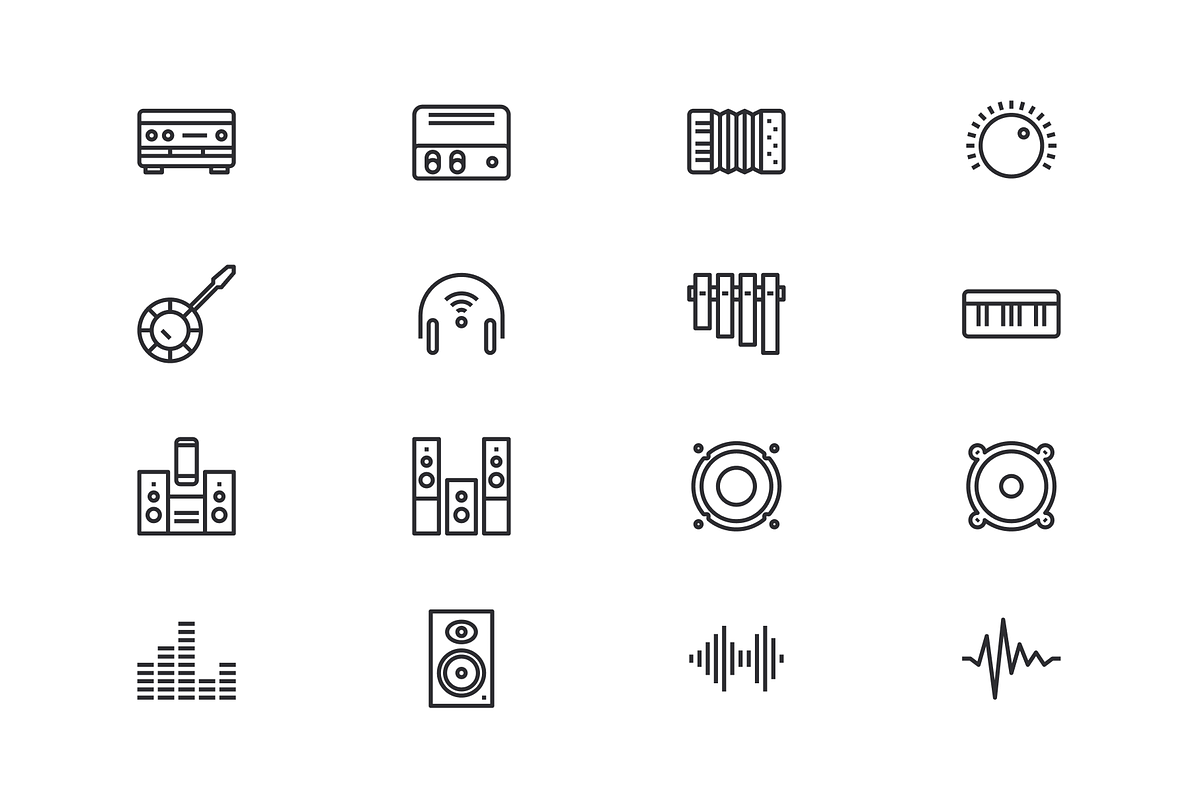 Music and Instruments Icons, an Outline Icon by Middltone (Photo 5 of 5)