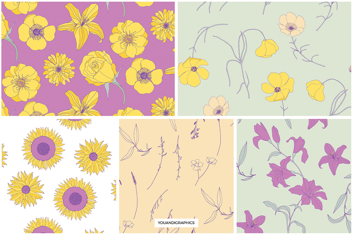 Flower Garden Seamless Patterns, a Pattern Graphic by Youandigraphics (Photo 13 of 14)