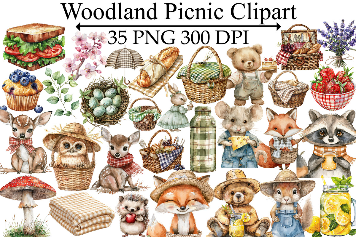 Woodland Picnic Clipart, an Illustration by Design Market (Photo 1 of 5)