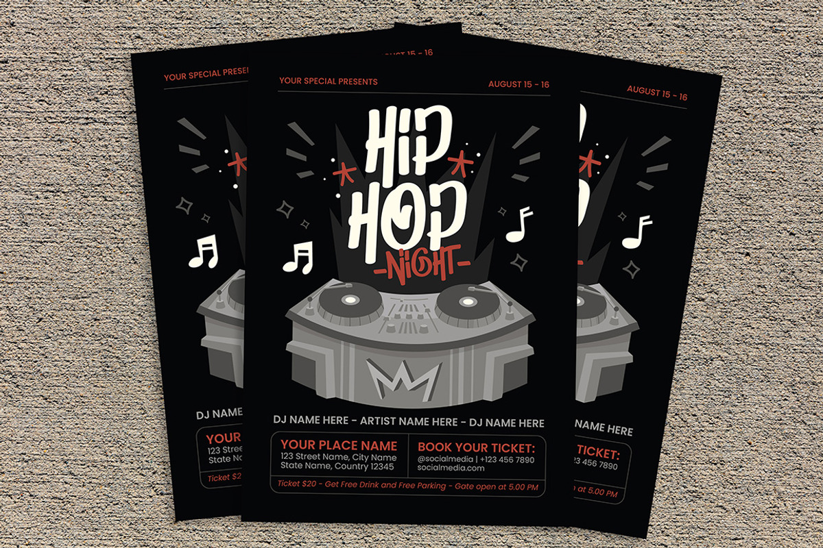 Hip Hop Music Flyer, a Flyer Template by Gumico Studio. (Photo 3 of 3)
