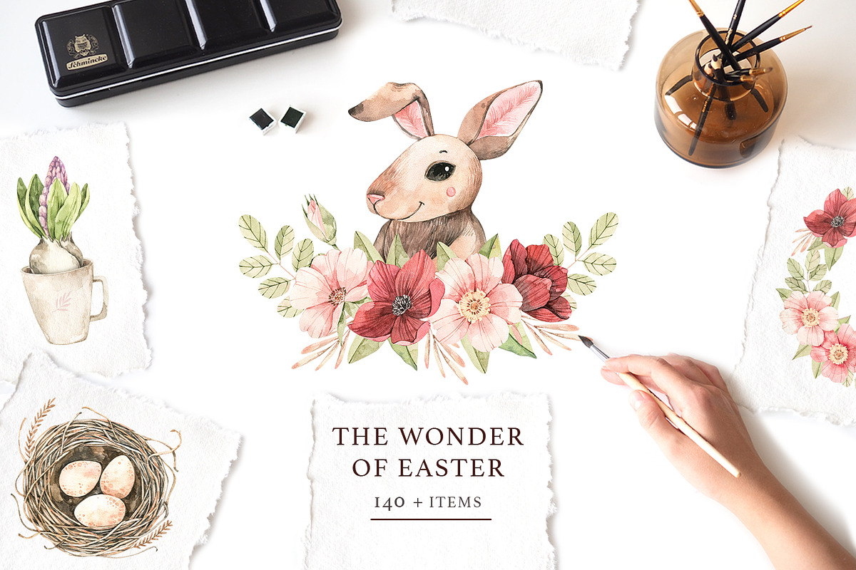 -30% Easter bunny. Spring watercolor, an Animal Illustration by Kate Macate (Photo 1 of 15)