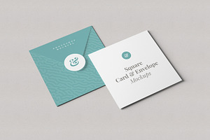 Square Card And Envelope Mockups