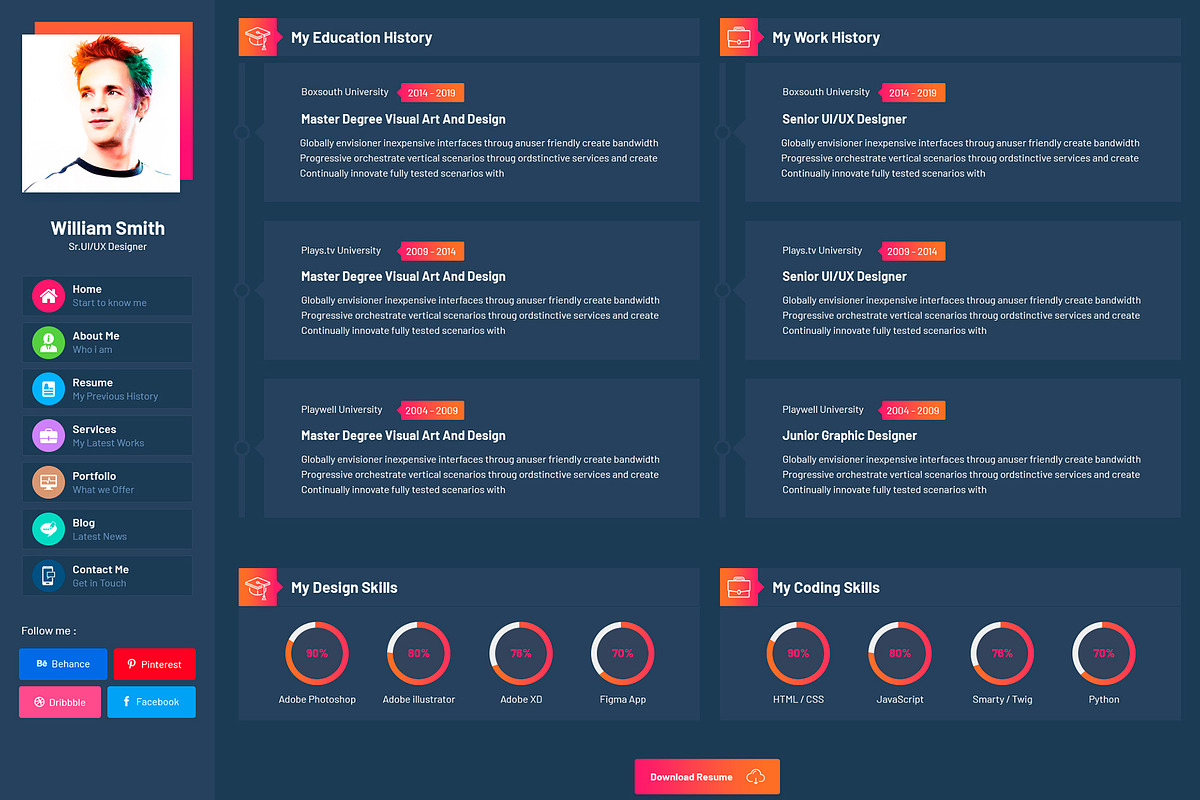Personal CV/Resume HTML Template, a HTML Template by CodexCoder Themes