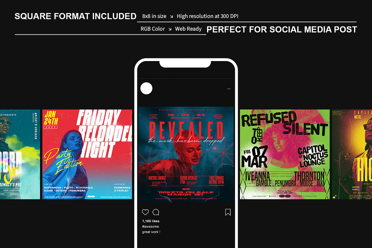 5 Hip Hop Artist Poster Templates, a Flyer Template by Bornx Design (Photo 5 of 6)