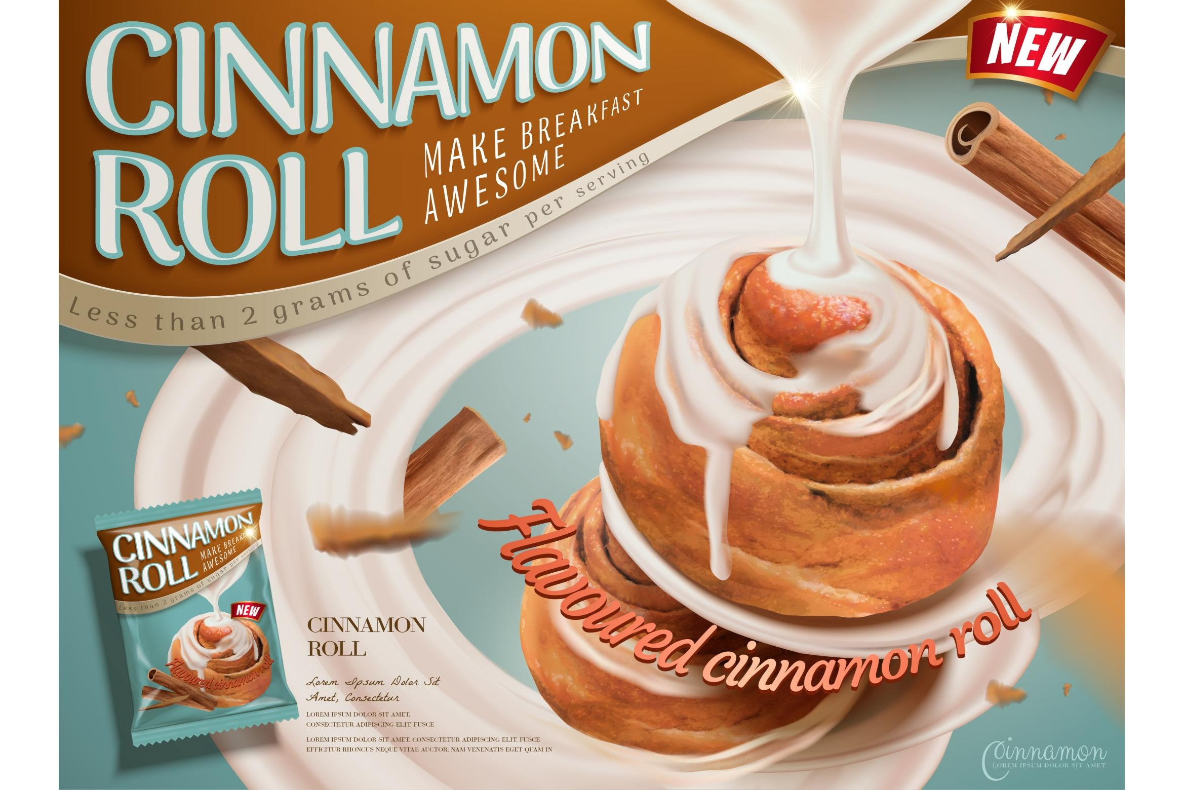 Cinnamon roll dessert ads, a Flyer Template by TotallypicRF | Creative ...