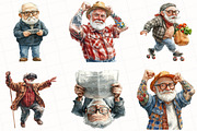 Watercolor Funny Grandpa Clipart, an Illustration by OK Design (Thumbnail 3 of 5)