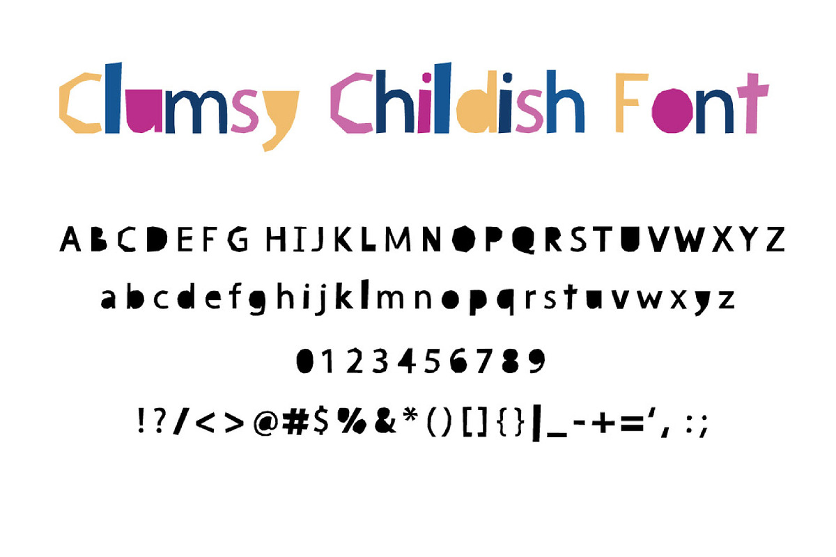 Clumsy Childish Cutout font, a Serif Font by AnnaEshka (Photo 3 of 6)