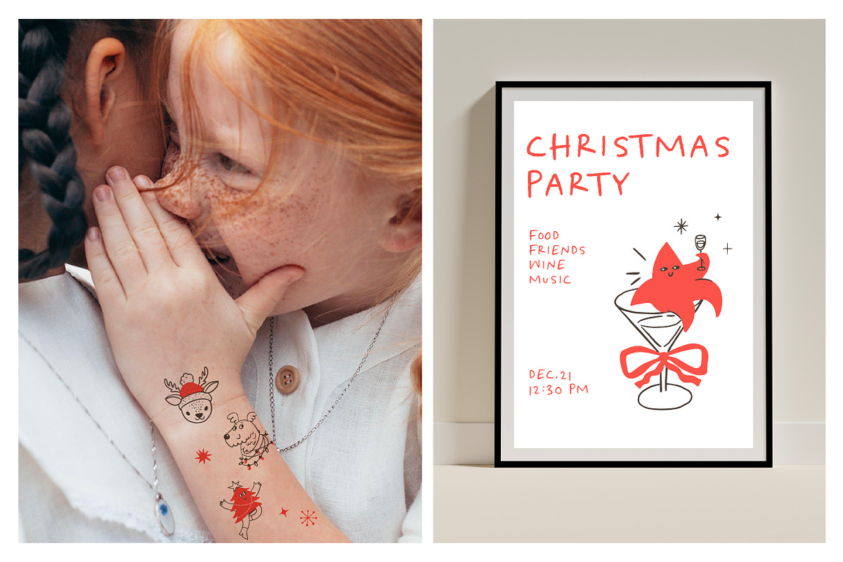 Christmas Doodles illustrations, a Decorative Illustration by Marish (Photo 6 of 10)