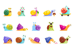 Cartoon snails. Cute slug funny, an Animal Illustration by Stock-Smart-Start