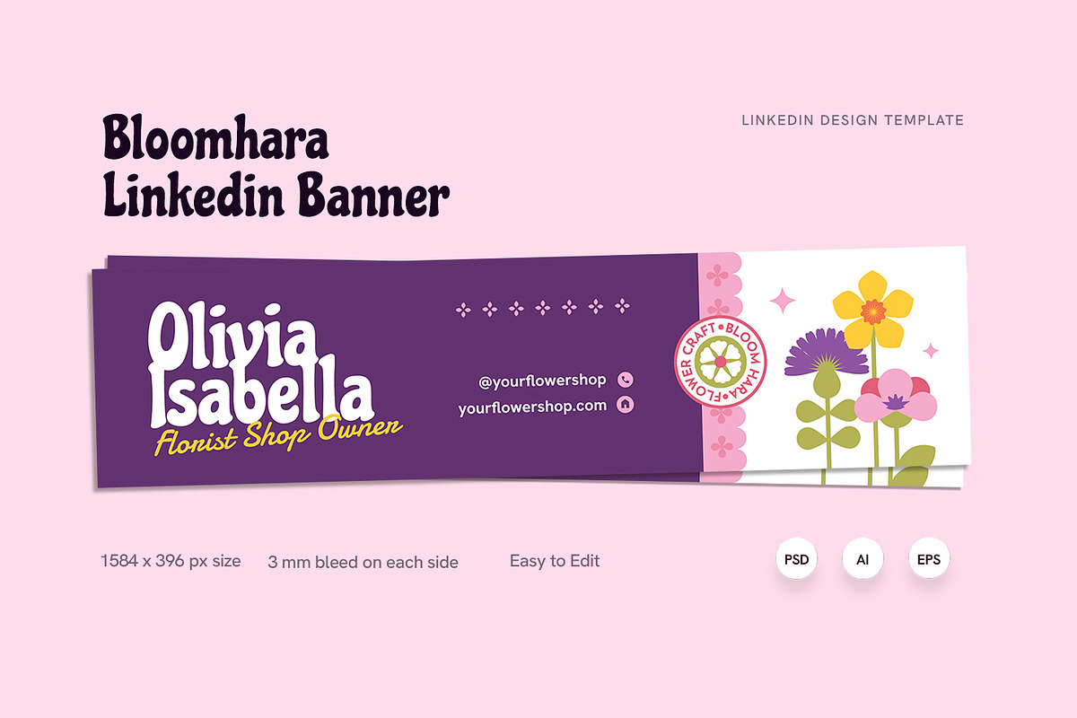 Bloomhara - Linkedin Banner, a Social Media Template by Fannan Studio (Photo 1 of 3)