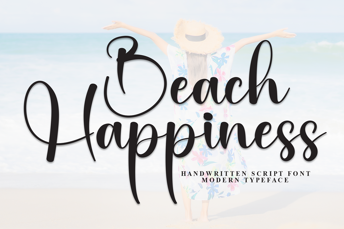 Beach Happiness | Script Font, a Handwritten Font by Scratchones (Photo 1 of 8)