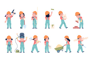 Children builders. Little kids with, a Person Illustration by LadadikArt