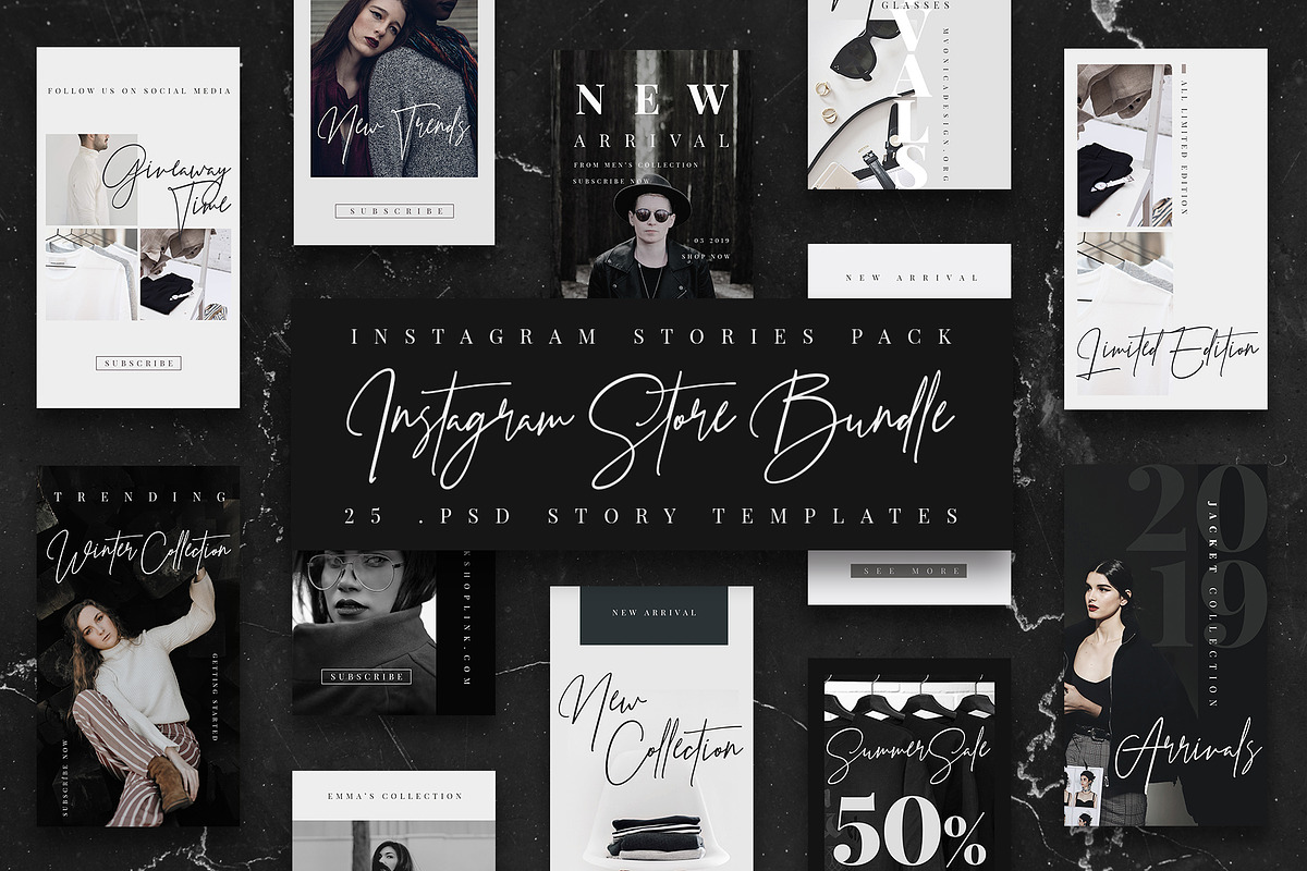 BW Instagram Stories Template/ Store, a Social Media Template by MH Design Template (Photo 1 of 12)