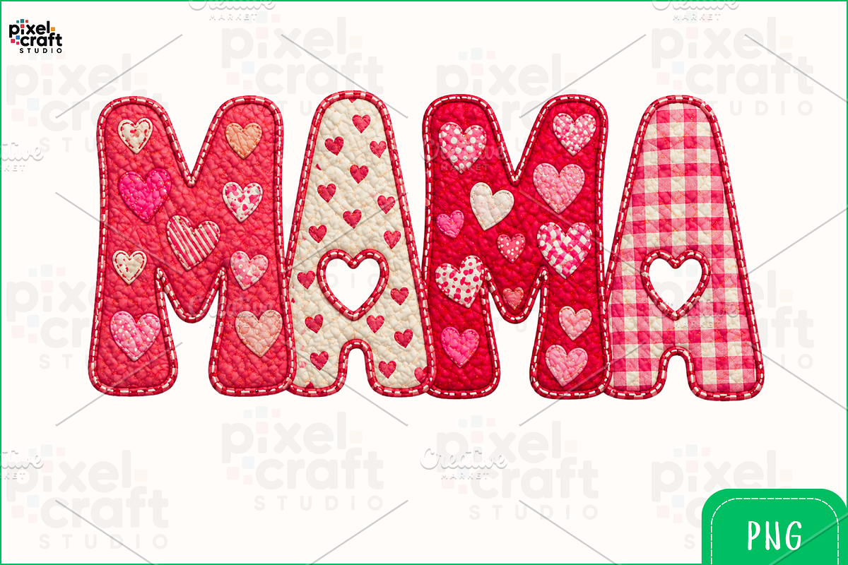 Retro Patchwork MAMA PNG, a Seasonal Illustration by Ink Gallery (Photo 1 of 7)