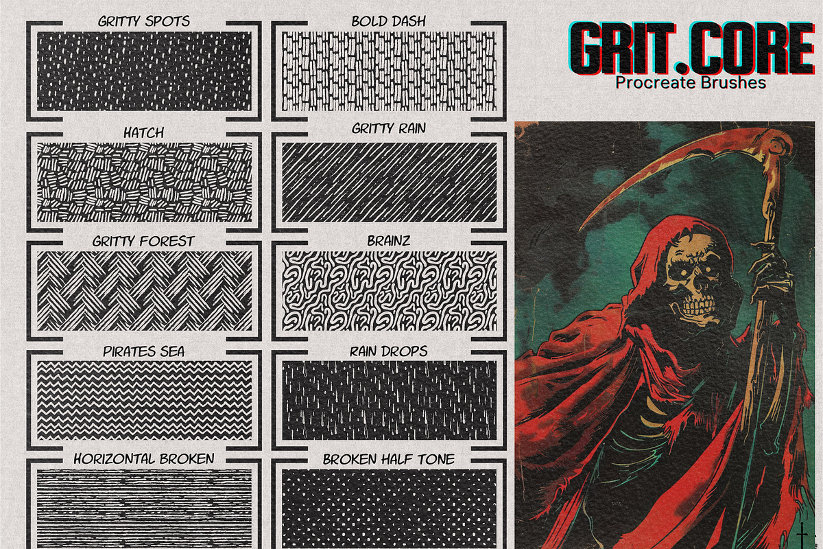 Procreate - Gritty brushes, a Brush Add-On by Studio.Valhalla (Photo 2 of 9)