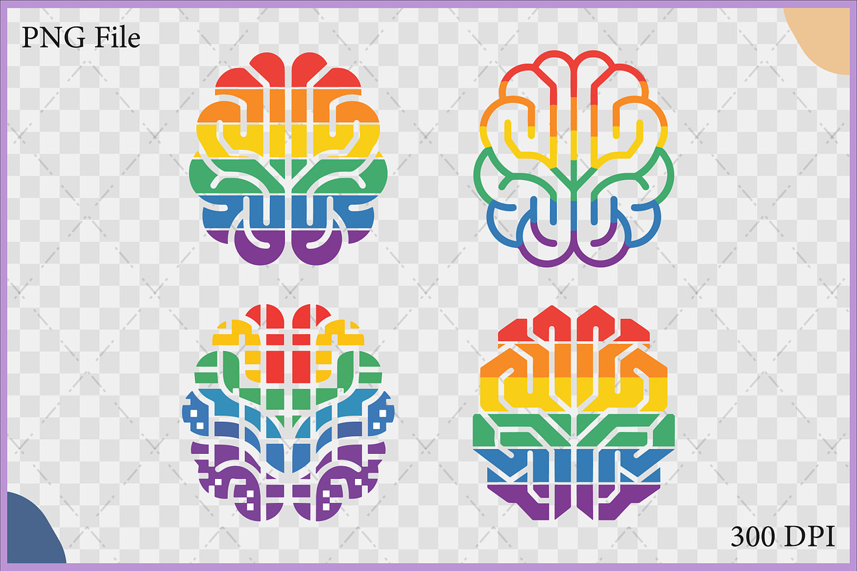 Rainbow Brain SVG Vector Clipart Set, an Object Illustration by Gfx Expert Team (Photo 2 of 3)