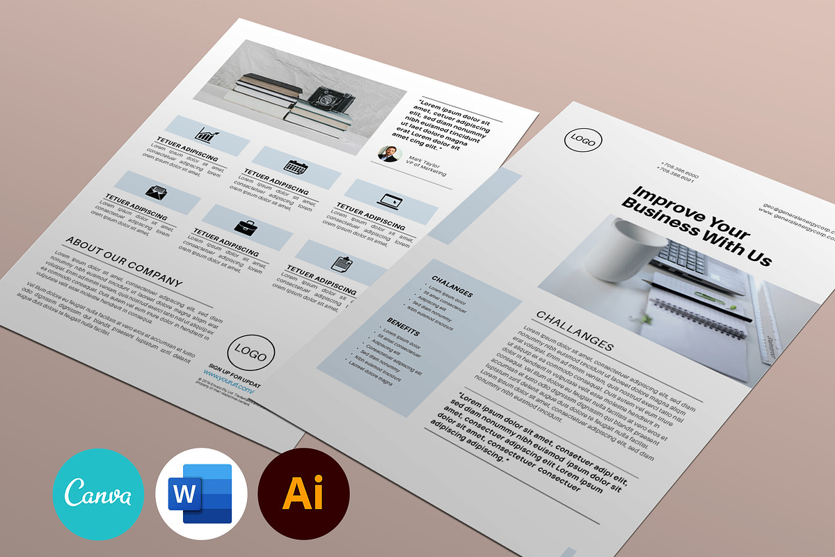 Clean Case Study Flyer Bundle, a Flyer Template by Rongbaaz (Photo 3 of 6)
