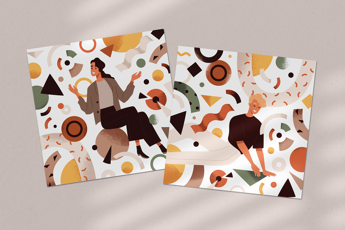 People with abstract shapes cards, a Person Illustration by Good Studio (Photo 4 of 4)