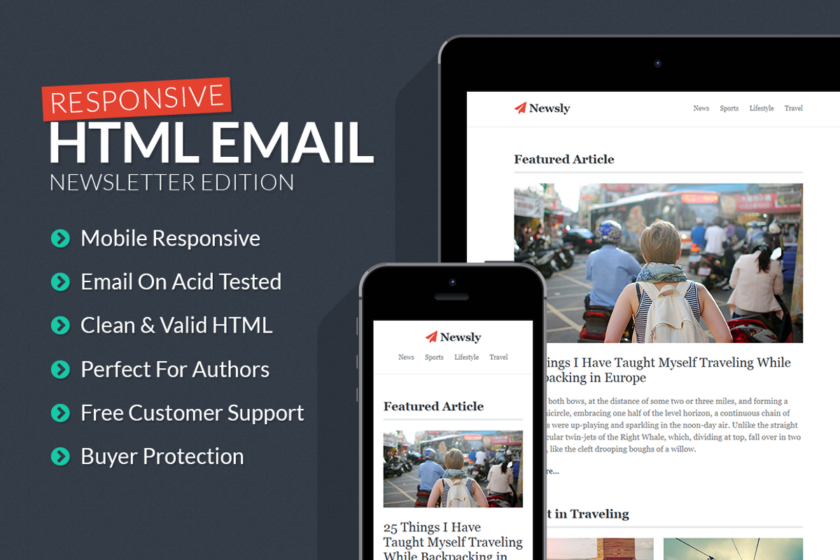 Newsletter Responsive Email Template, a HTML Template by Creativenauts (Photo 1 of 4)
