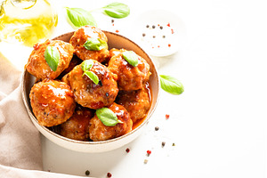 Meatballs in tomato sauce, glazed, a Food & Drink Photo by Nadia-nb