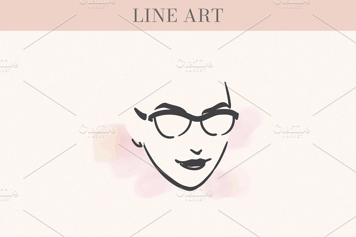 Stylish Woman Face Glasses Line Art, a Person Illustration by Elena Naumchenkova (Photo 2 of 3)