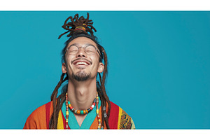 Smiling man with dreadlocks and, a Person Photo by Sergey Kotenev