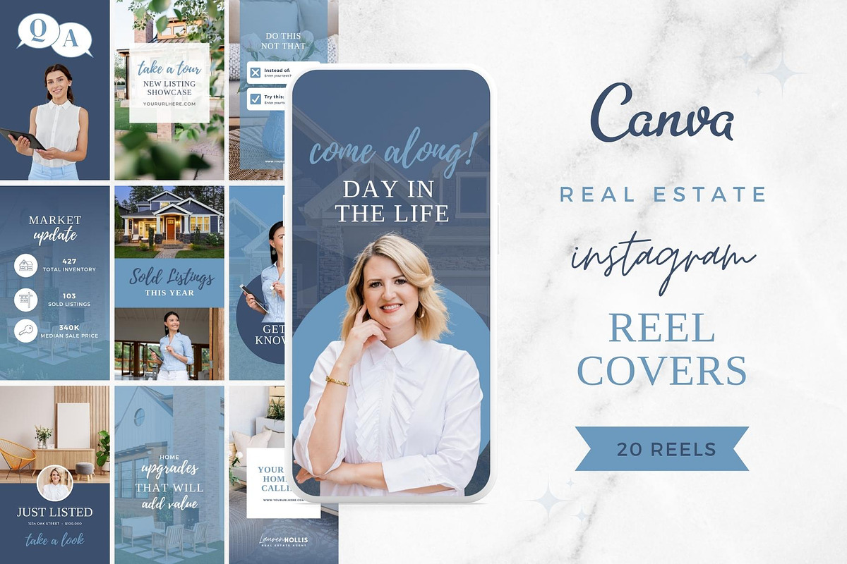 Real Estate Instagram Reel Covers, a Social Media Template by Ciera Design Templates (Photo 1 of 9)