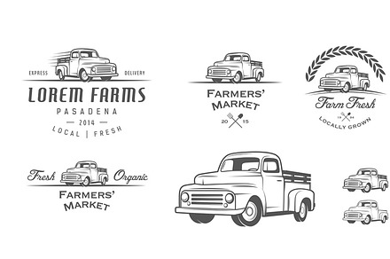 Vintage farmer truck logos