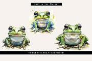 Cute Green Frog PNG Clip Art Set, an Animal Illustration by Geniecreativestudio (Thumbnail 5 of 9)