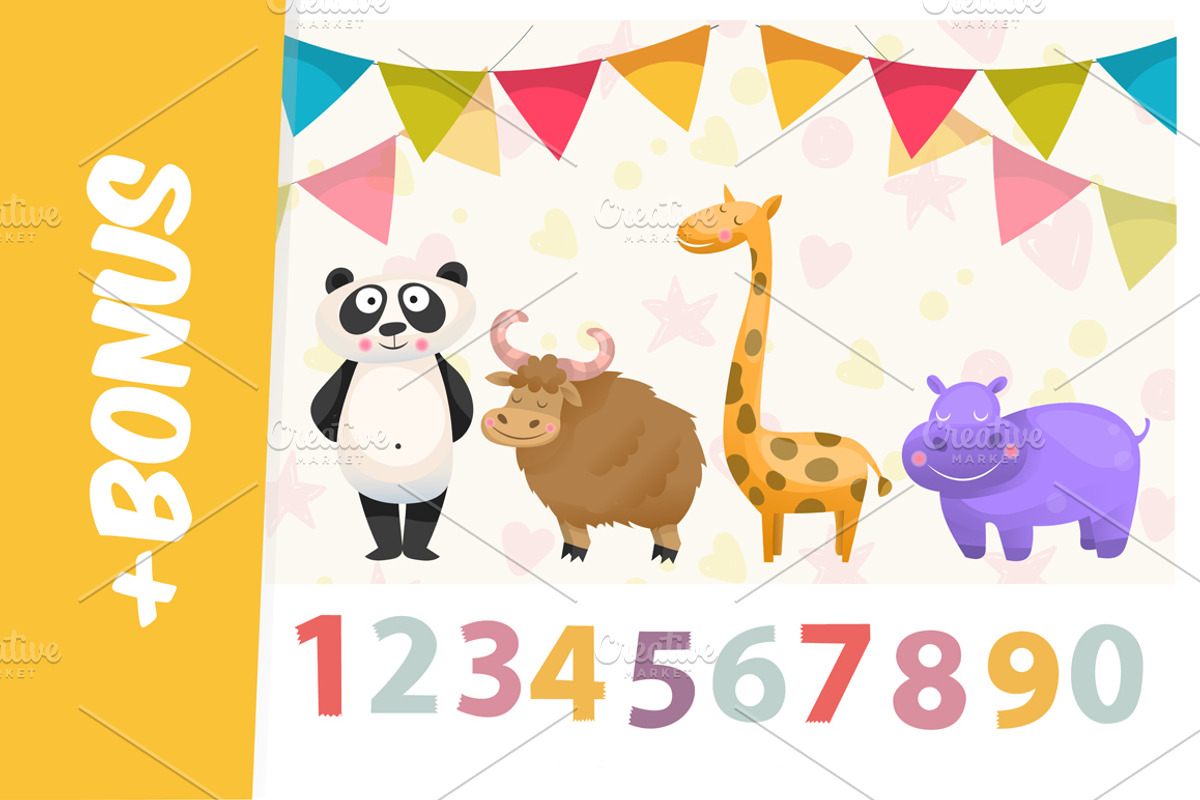 10 cute vector animals set + bonus, an Object Graphic by bosmoll (Photo 2 of 2)