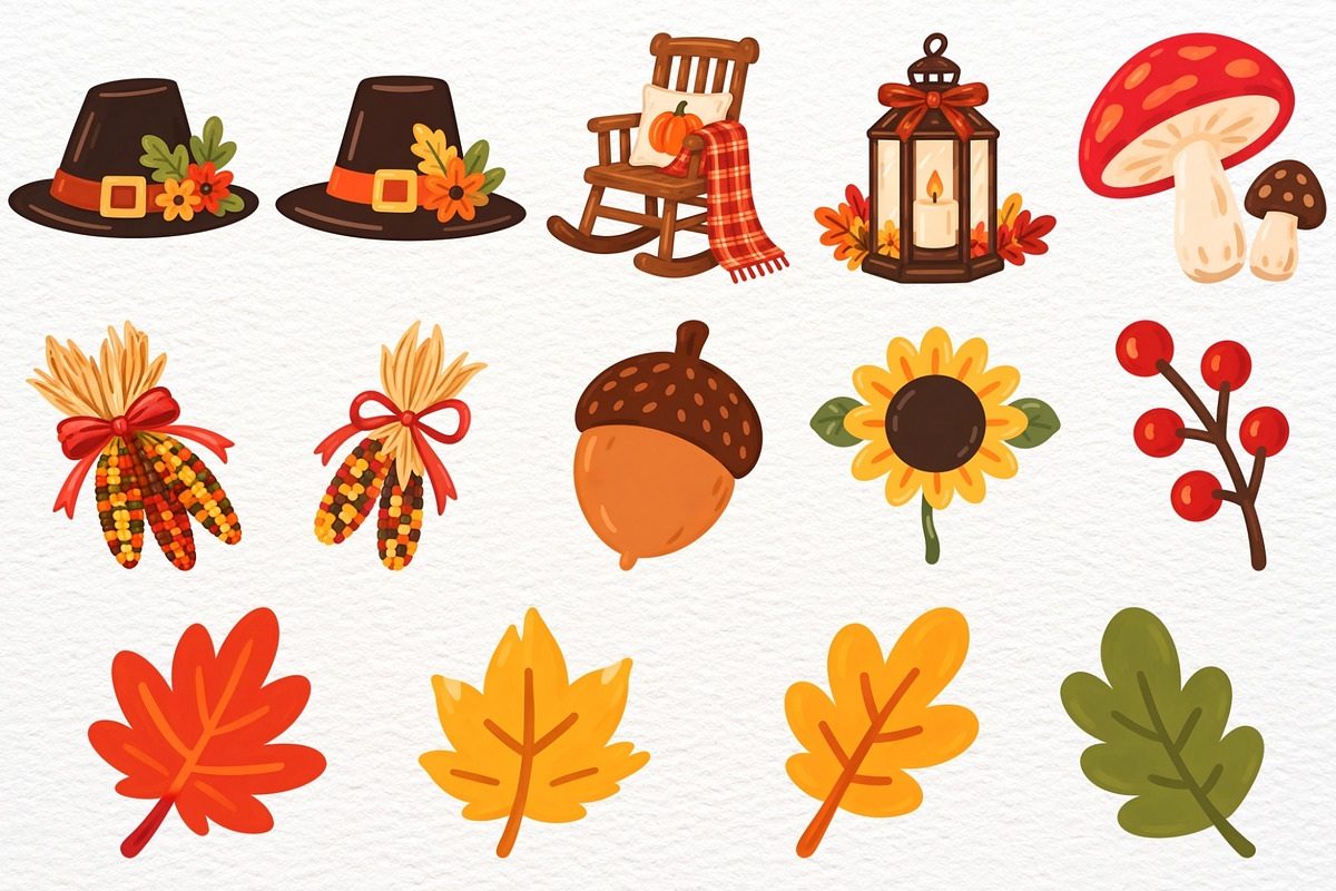 Thanksgiving Clipart Fall Turkey PNG, a Seasonal Illustration by SugarCloudStudioArt (Photo 6 of 6)