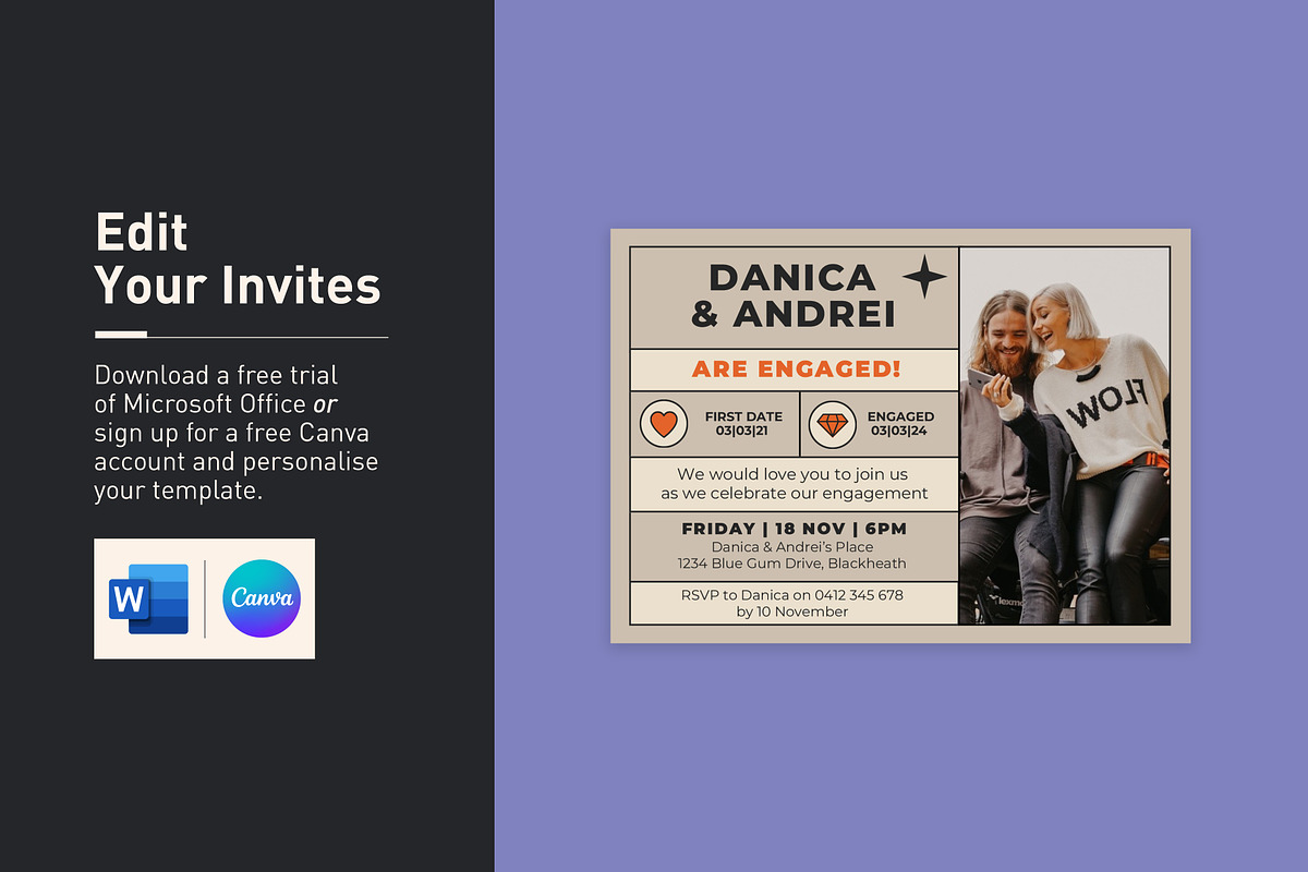 Danica Andrei Engagement Invitation, an Invitation Template by Mountain Folk Creative (Photo 7 of 12)