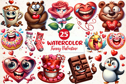 Funny Valentine  Clipart Sublimation, an Illustration by CreationArt