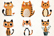 Quirky Cats Hand-drawn Clipart, an Illustration by DreamCafeArt (Thumbnail 6 of 8)