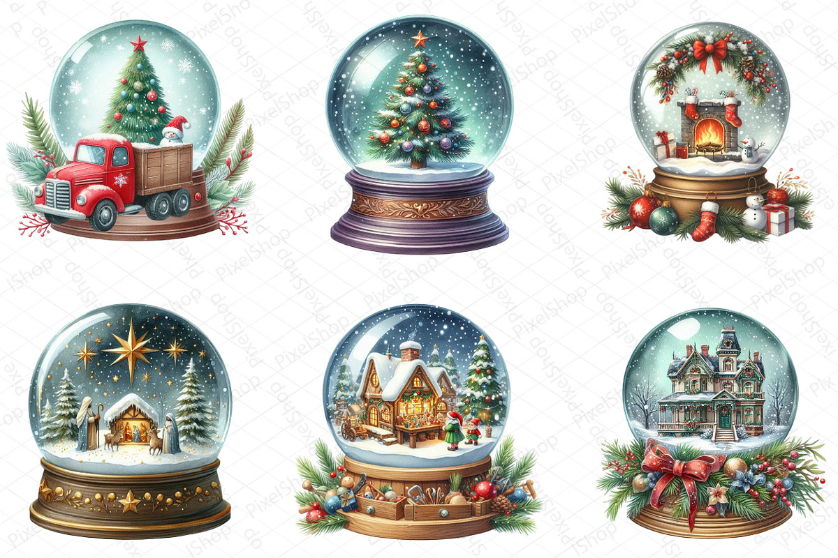 Christmas Snow Globe Clipart, an Illustration by DreamPrint404 (Photo 2 of 4)