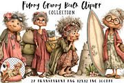 Funny Granny Beach Clipart PNG, an Illustration by OK Design (Thumbnail 1 of 6)
