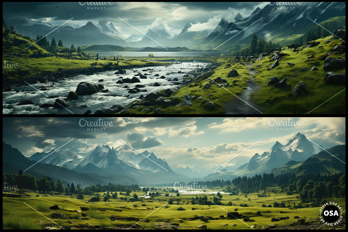 Alps Mountains Landscape, a Wallpaper Graphic by Other Side Art