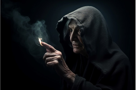 Old witcher smoke. Generate AI, an Architecture Photo by Ylivdesign
