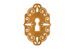 Golden keyhole on elegant ornate, an Illustration by seahorsevector