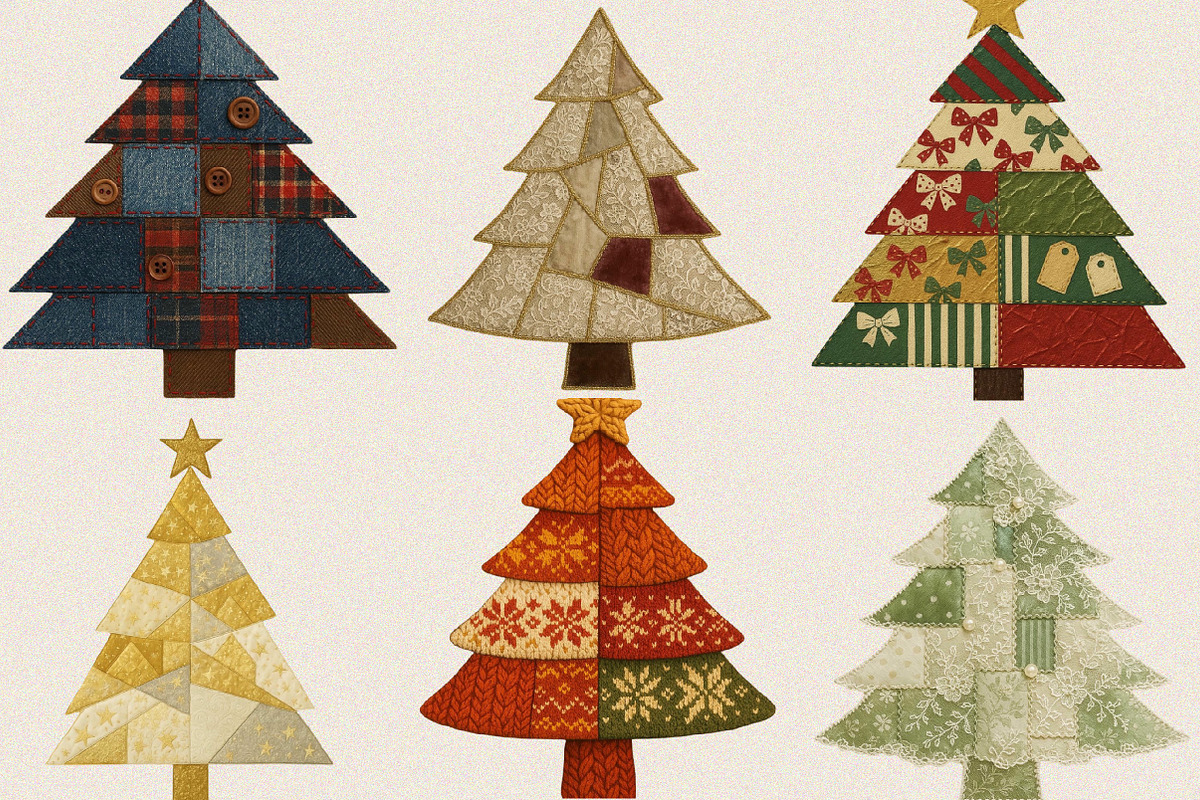 atchwork Christmas Tree Clipart Bund, an Illustration by SVGArt (Photo 8 of 8)