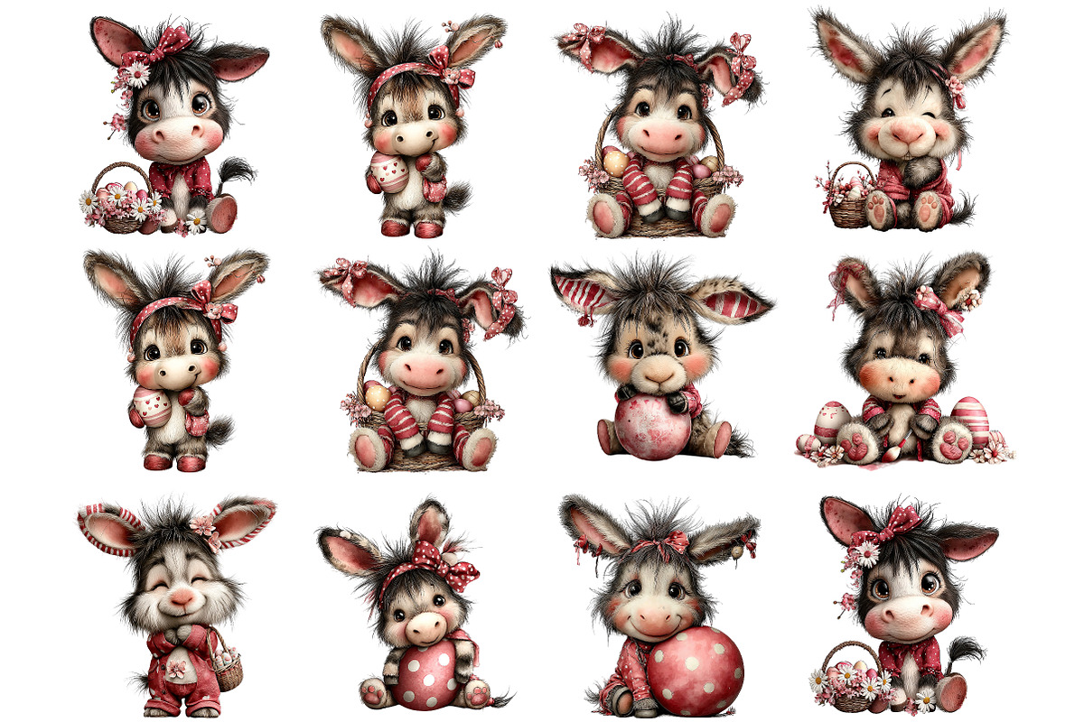Quirky Easter Donkey Clipart, an Illustration by DreamArtGraphic (Photo 2 of 4)