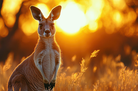 Red Kangaroo Sunset Portrait Austral, a Background Photo by Pixeness
