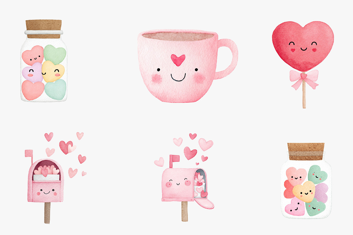 Cute Valentine Clipart, an Illustration by CreationArt (Photo 6 of 7)