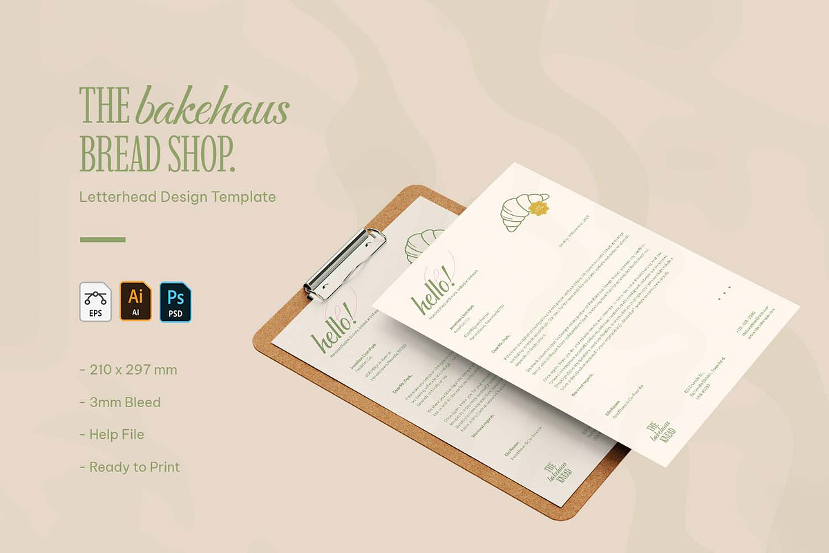 The Bakehaus Bread Shop - Letterhead, a Stationery Template by VUNIRA (Photo 1 of 3)