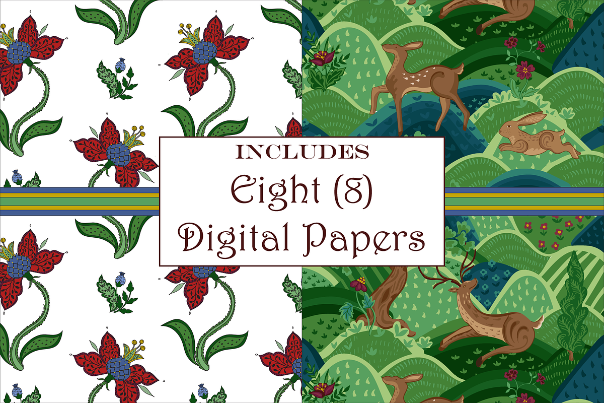 Crewelwork Patterns Jacobean Style, a Pattern Graphic by RachelStudio (Photo 2 of 10)