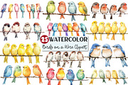 Watercolor Birds on a Wire Clipart, an Illustration by Rose Art (Thumbnail 1 of 3)