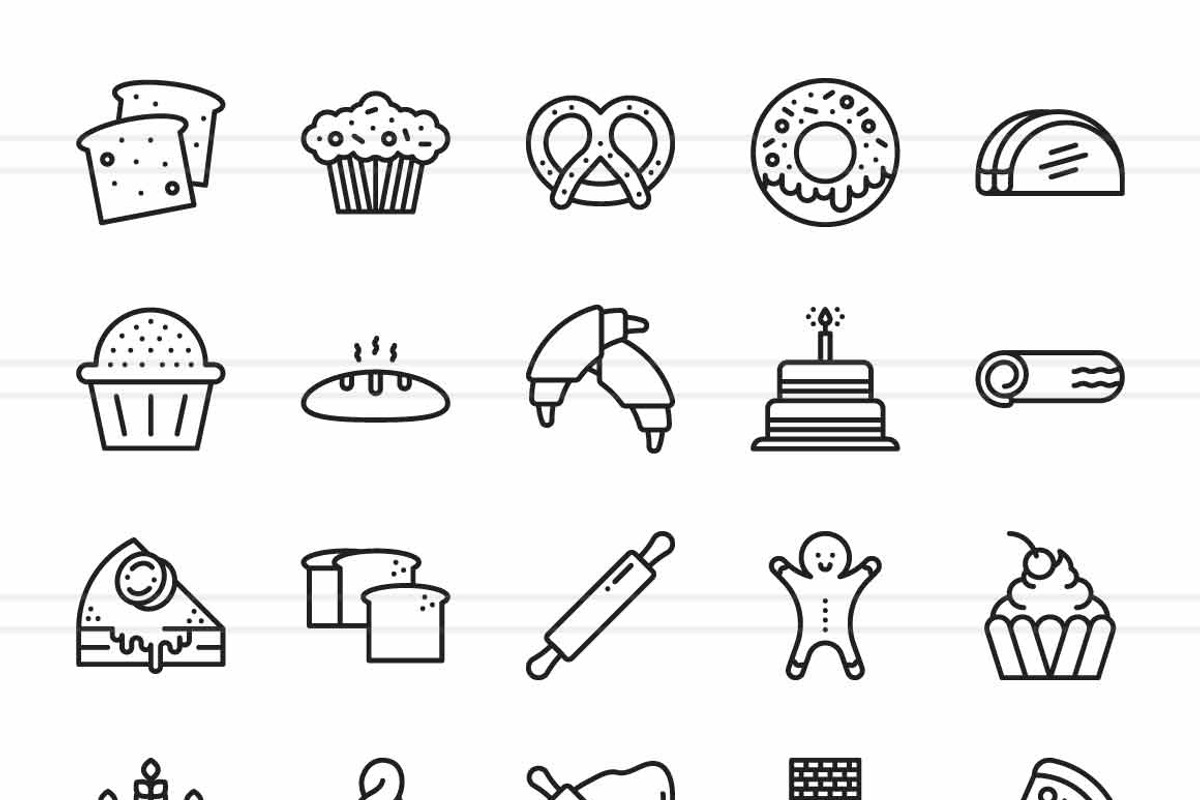 50 Bakery Line Icons, an Icon by IconBunny (Photo 2 of 2)